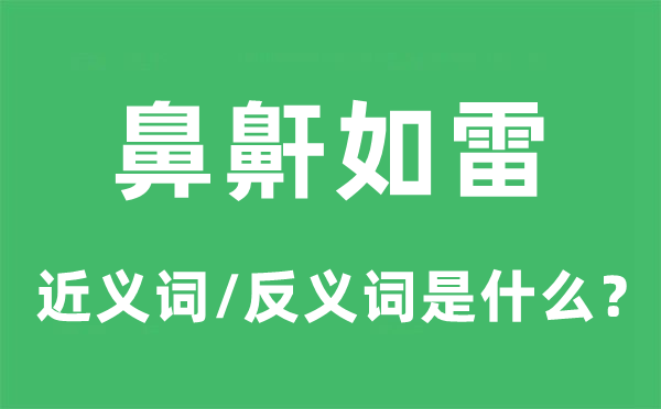 鼻鼾如雷的近义词和反义词是什么,鼻鼾如雷是什么意思