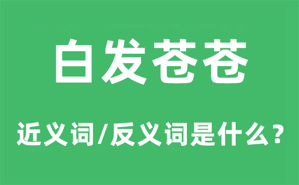 白发苍苍的近义词和反义词是什么,白发苍苍是什么意思