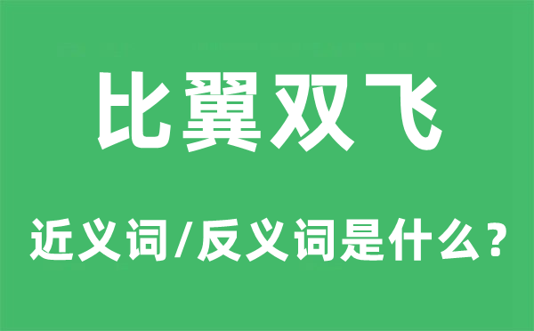 比翼******的近义词和反义词是什么,比翼******是什么意思