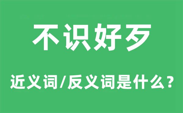 不识好歹的近义词和反义词是什么,不识好歹是什么意思