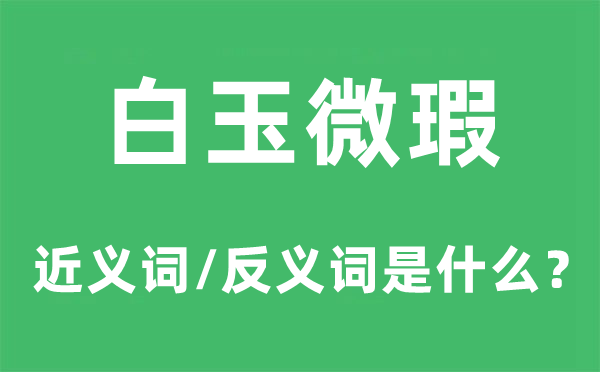 白玉微瑕的近义词和反义词是什么,白玉微瑕是什么意思