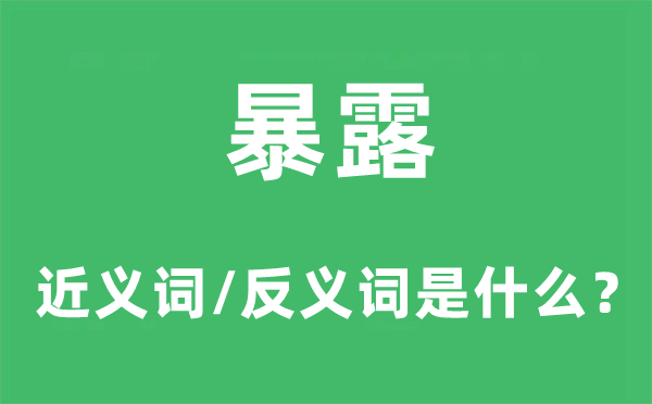 暴露的近义词和反义词是什么,暴露是什么意思