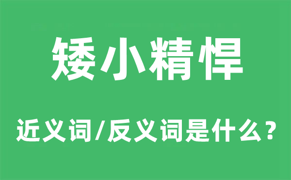 矮小精悍的近义词和反义词是什么,矮小精悍是什么意思