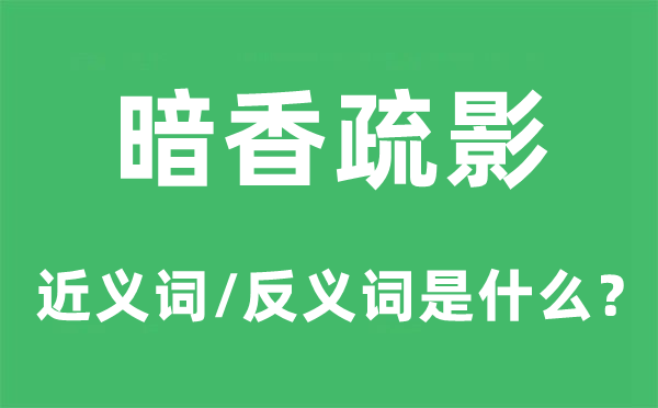 暗香疏影的近义词和反义词是什么,暗香疏影是什么意思