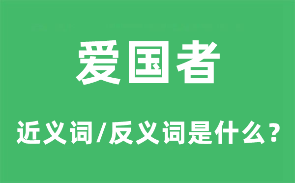 爱国者的近义词和反义词是什么,爱国者是什么意思