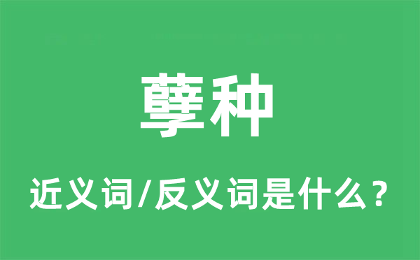 孽种的近义词和反义词是什么,孽种是什么意思