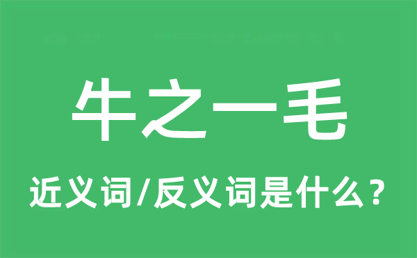 牛之一毛的近义词和反义词是什么,牛之一毛是什么意思