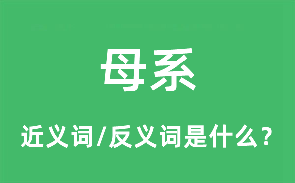 母系的近义词和反义词是什么,母系是什么意思