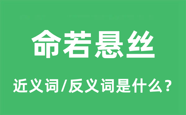 命若悬丝的近义词和反义词是什么,命若悬丝是什么意思