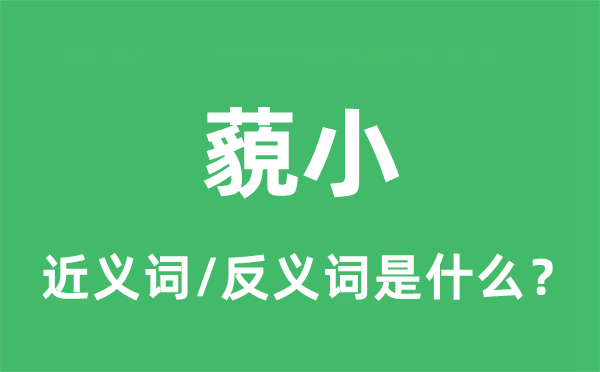 藐小的近义词和反义词是什么,藐小是什么意思