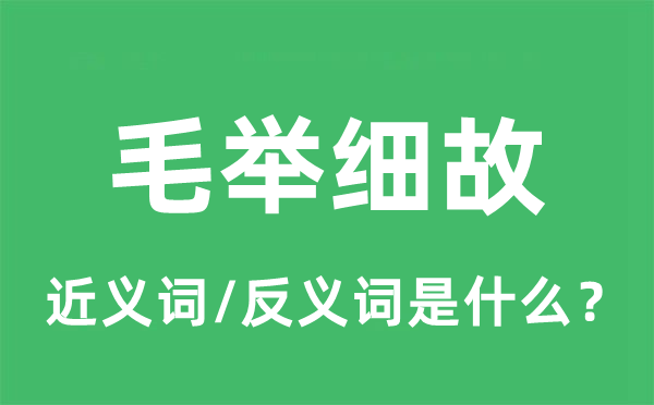 毛举细故的近义词和反义词是什么,毛举细故是什么意思