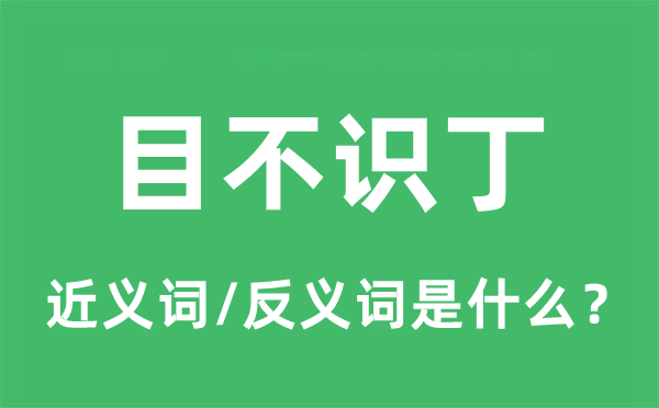 目不识丁的近义词和反义词是什么,目不识丁是什么意思