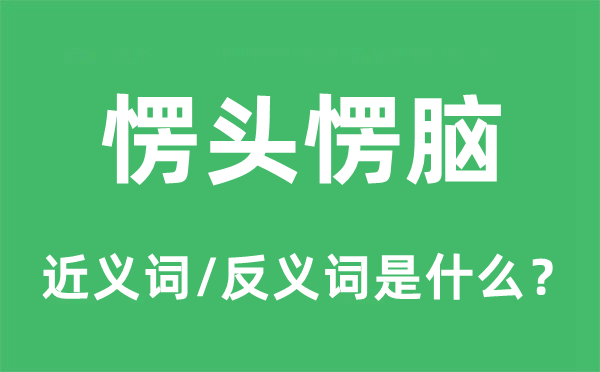 愣头愣脑的近义词和反义词是什么,愣头愣脑是什么意思