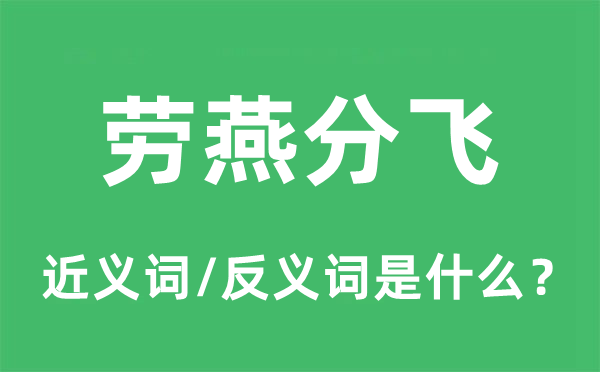 劳燕分飞的近义词和反义词是什么,劳燕分飞是什么意思