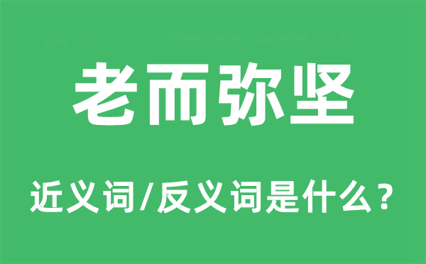 老而弥坚的近义词和反义词是什么,老而弥坚是什么意思