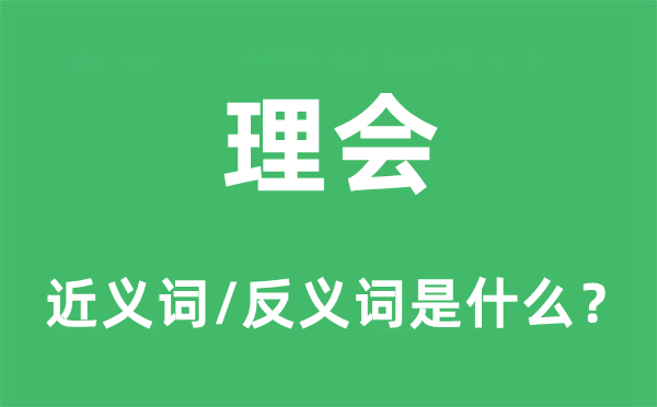 理会的近义词和反义词是什么,理会是什么意思