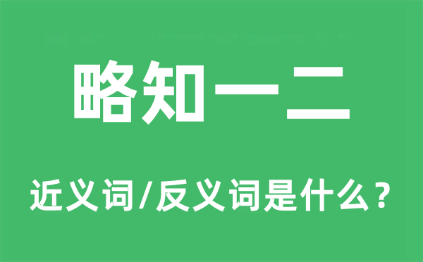 略知一二的近义词和反义词是什么,略知一二是什么意思