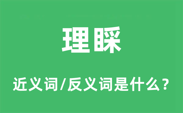 理睬的近义词和反义词是什么,理睬是什么意思