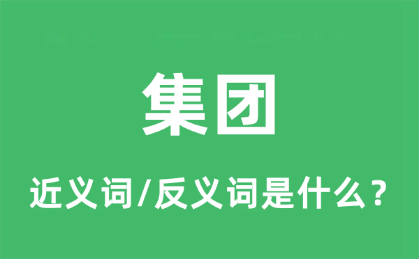 集团的近义词和反义词是什么,集团是什么意思