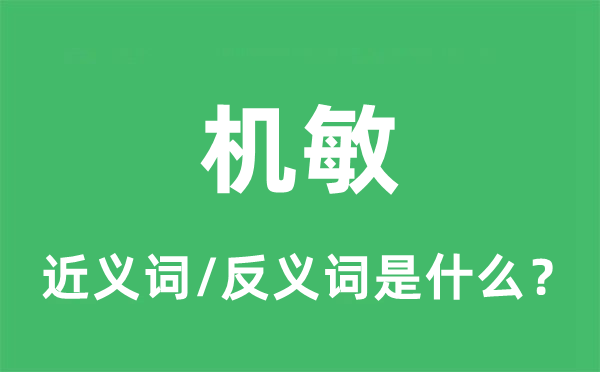 机敏的近义词和反义词是什么,机敏是什么意思