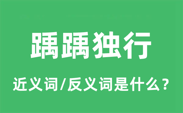 踽踽独行的近义词和反义词是什么,踽踽独行是什么意思