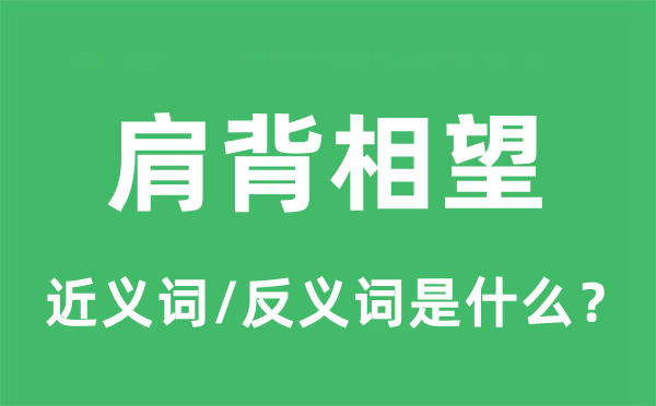 肩背相望的近义词和反义词是什么,肩背相望是什么意思