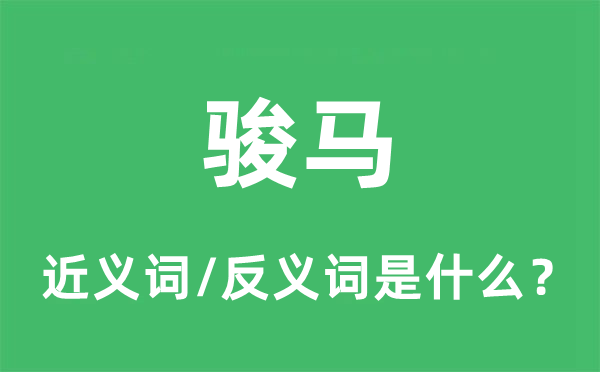 骏马的近义词和反义词是什么,骏马是什么意思