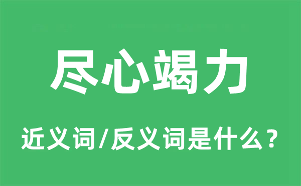 尽心竭力的近义词和反义词是什么,尽心竭力是什么意思