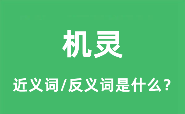 机灵的近义词和反义词是什么,机灵是什么意思