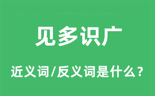 见多识广的近义词和反义词是什么,见多识广是什么意思