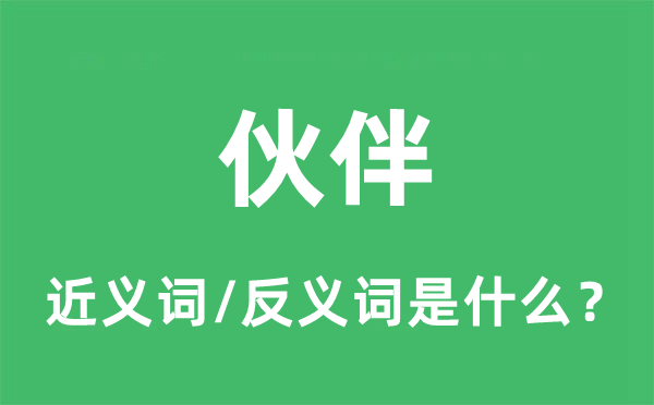 伙伴的近义词和反义词是什么,伙伴是什么意思