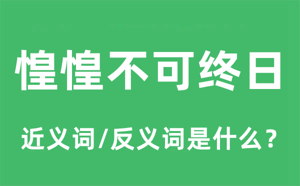 惶惶不可终日的近义词和反义词是什么,惶惶不可终日是什么意思