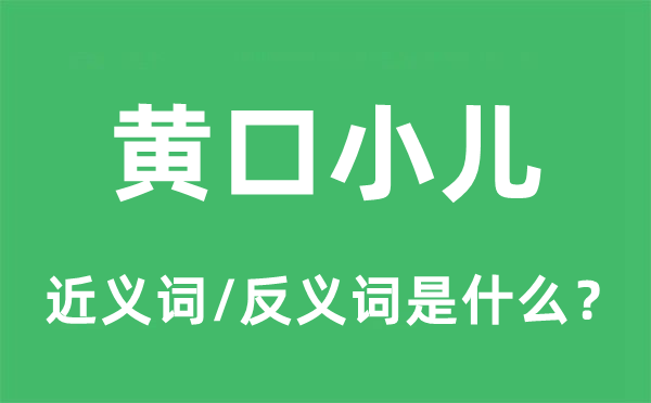 黄口小儿的近义词和反义词是什么,黄口小儿是什么意思