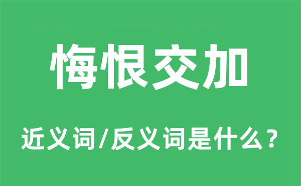 悔恨交加的近义词和反义词是什么,悔恨交加是什么意思