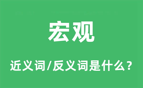 宏观的近义词和反义词是什么,宏观是什么意思