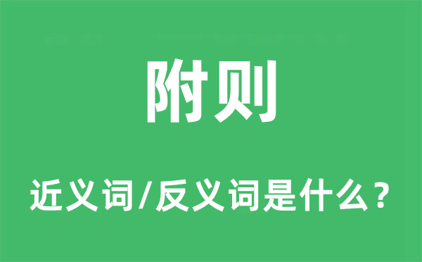 附则的近义词和反义词是什么,附则是什么意思