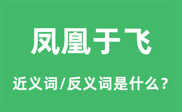 凤凰于飞的近义词和反义词是什么,凤凰于飞是什么意思