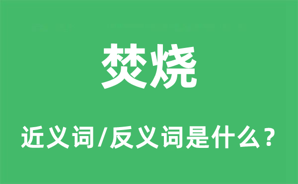 焚烧的近义词和反义词是什么,焚烧是什么意思