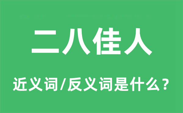 二八佳人的近义词和反义词是什么,二八佳人是什么意思