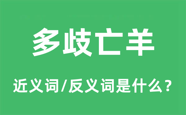 多歧亡羊的近义词和反义词是什么,多歧亡羊是什么意思