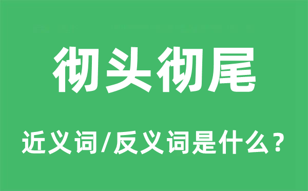 彻头彻尾的近义词和反义词是什么,彻头彻尾是什么意思