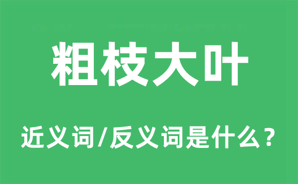 粗枝大叶的近义词和反义词是什么,粗枝大叶是什么意思