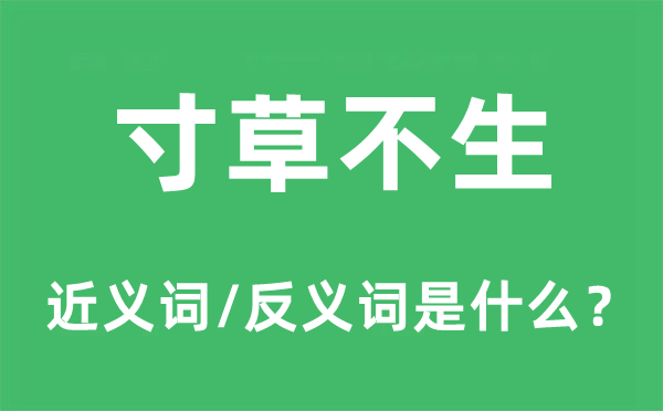 寸草不生的近义词和反义词是什么,寸草不生是什么意思