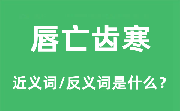 唇亡齿寒的近义词和反义词是什么,唇亡齿寒是什么意思