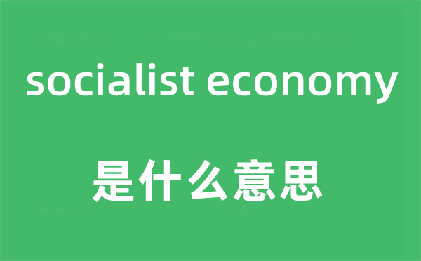 socialist economy是什么意思,中文翻译是什么