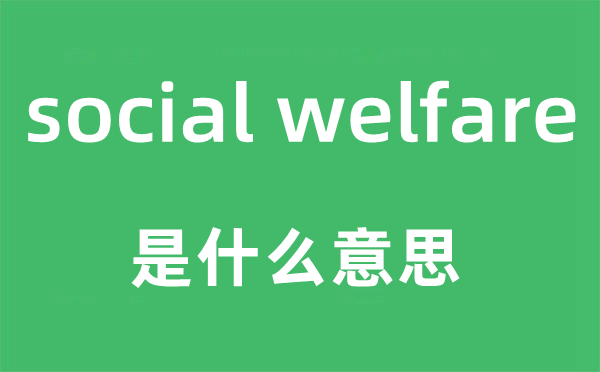 social welfare是什么意思,中文翻译是什么