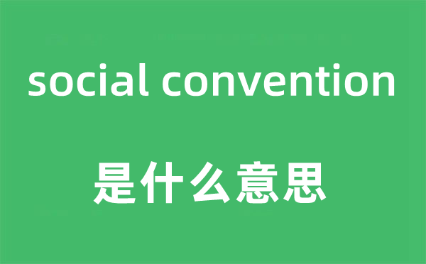 social convention是什么意思,中文翻译是什么