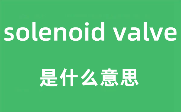 solenoid valve是什么意思,中文翻译是什么