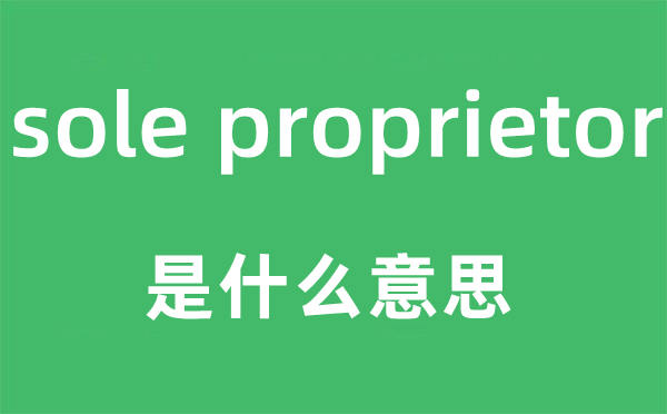 sole proprietor是什么意思,中文翻译是什么