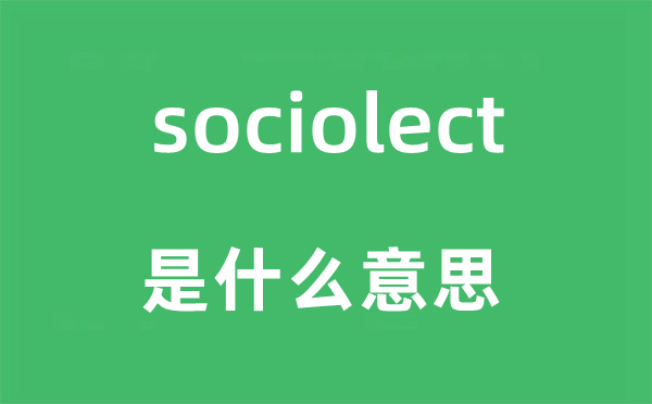 sociolect是什么意思,sociolect怎么读,sociolect中文翻译是什么